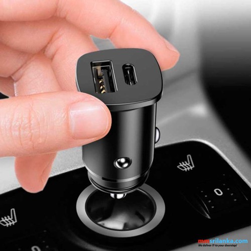 Baseus Square Metal 30W A+C PPS Car Charger Black